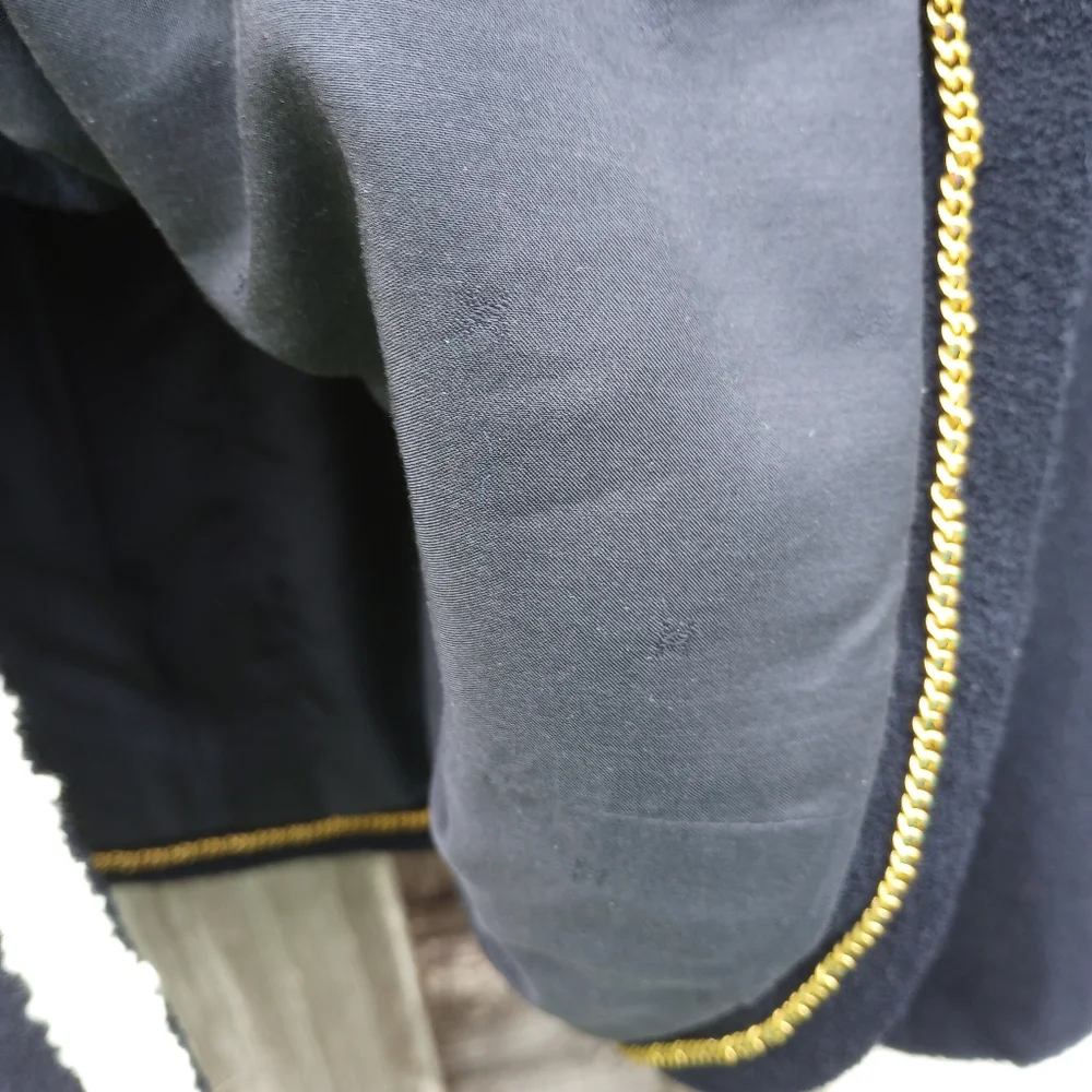 Chanel navy blue collarless jacket rare!